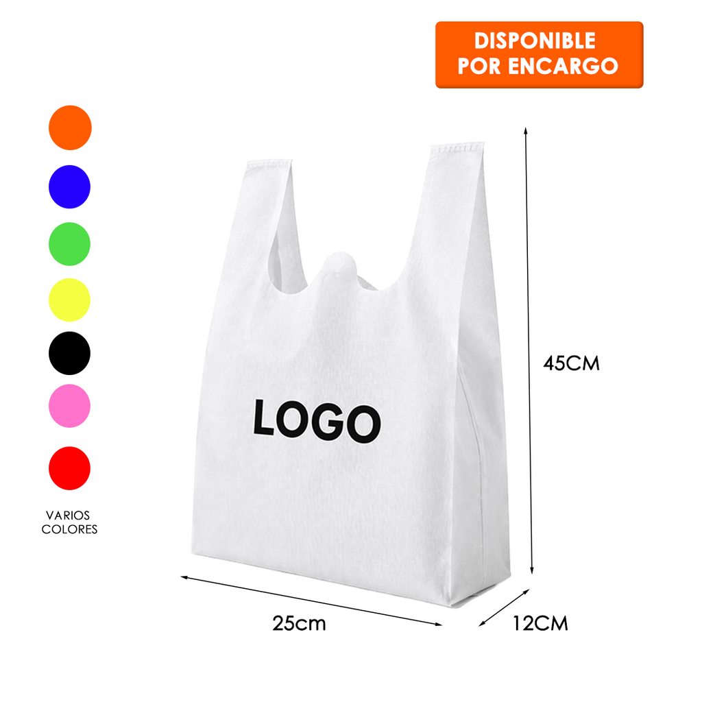 Bolsas reutilizables tipo camiseta + LOGO 25X45X12cm (1400pcs)