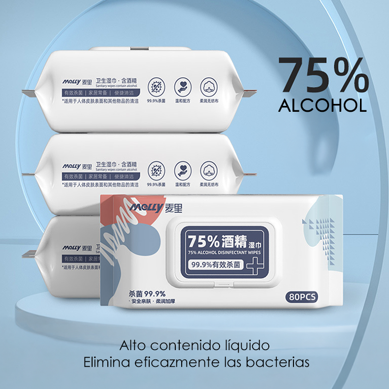 Toallas wipes con alcohol 80pcs