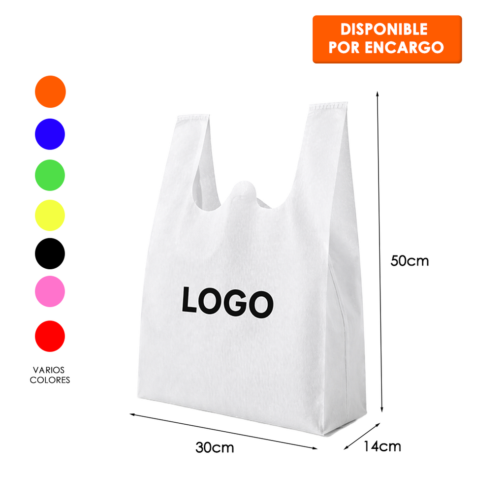 Bolsas reutilizables tipo camiseta + LOGO 30×50×14cm (2000pcs)