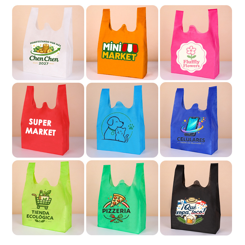 Bolsas reutilizables tipo camiseta + LOGO 25X45X12cm (1400pcs)