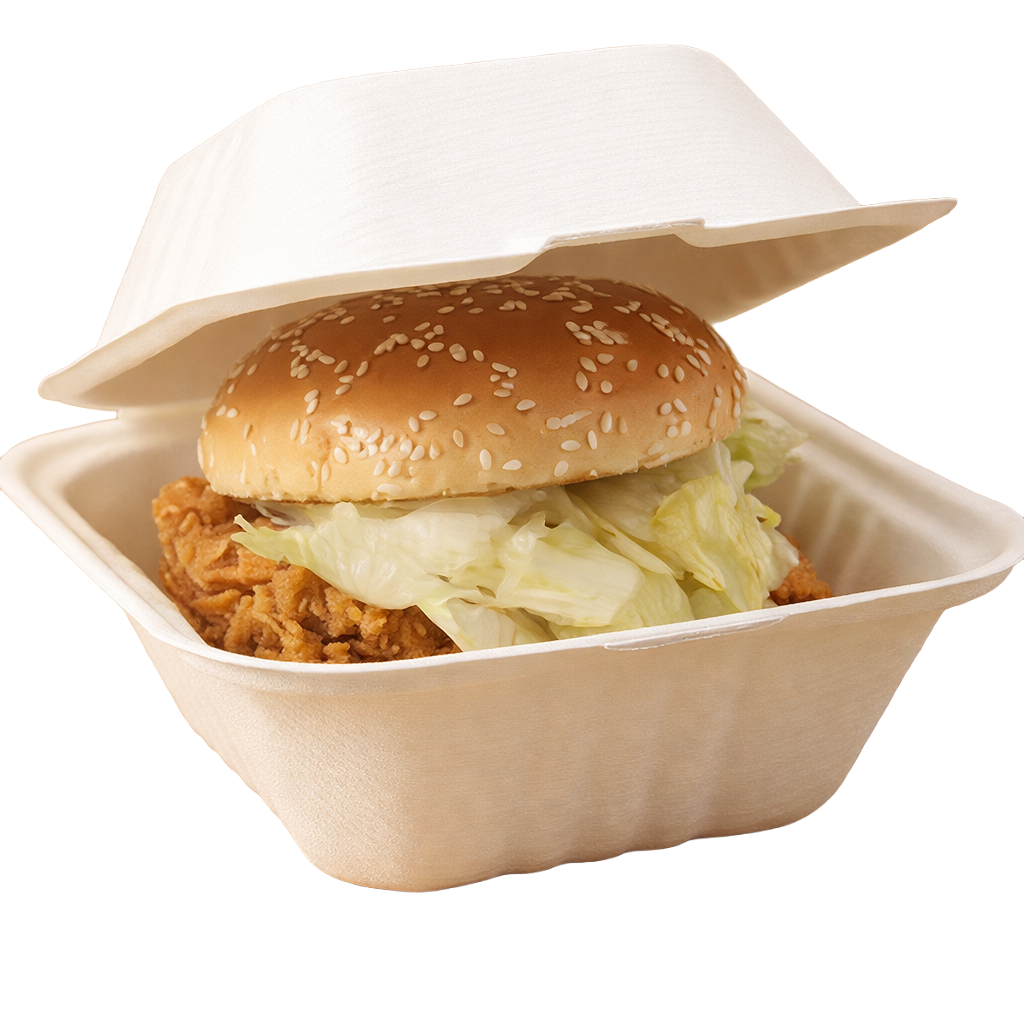 Envase 6''x6'' para hamburguesa - Biodegradable